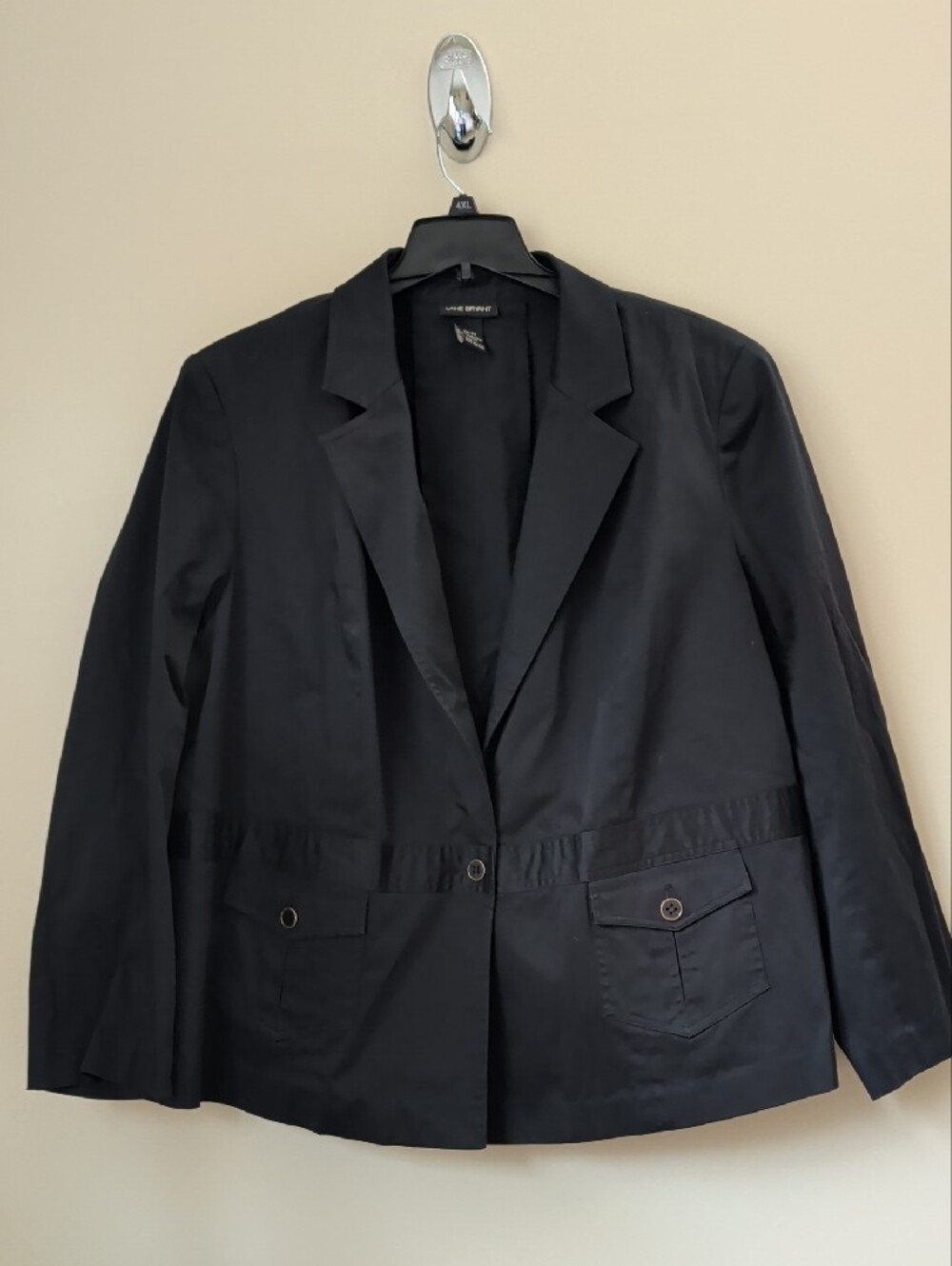 Lane Bryant Black Cotton Sateen Blazer Plus Size 22/24 Stretch Workwear